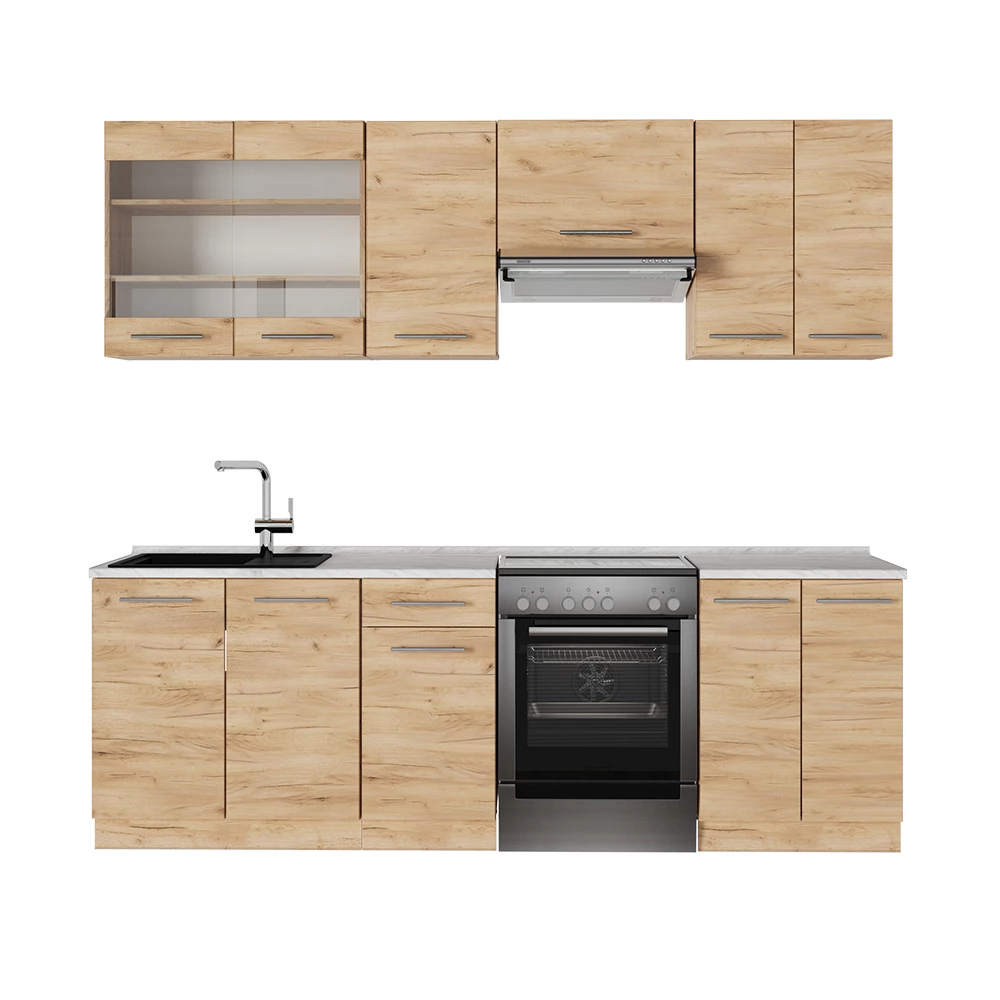 Cucina componibile in Quercia dorata on white background