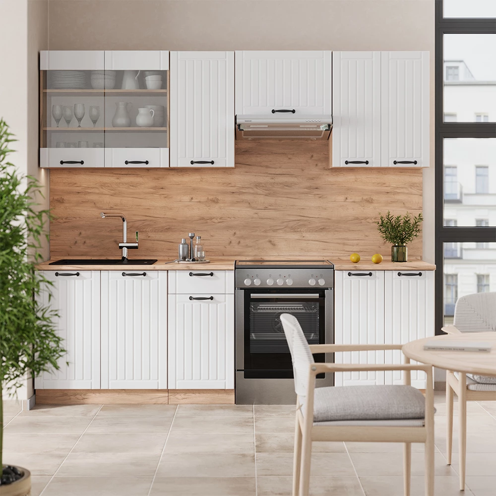 Keukenblok in Wit Landhuis op een witte achtergrond