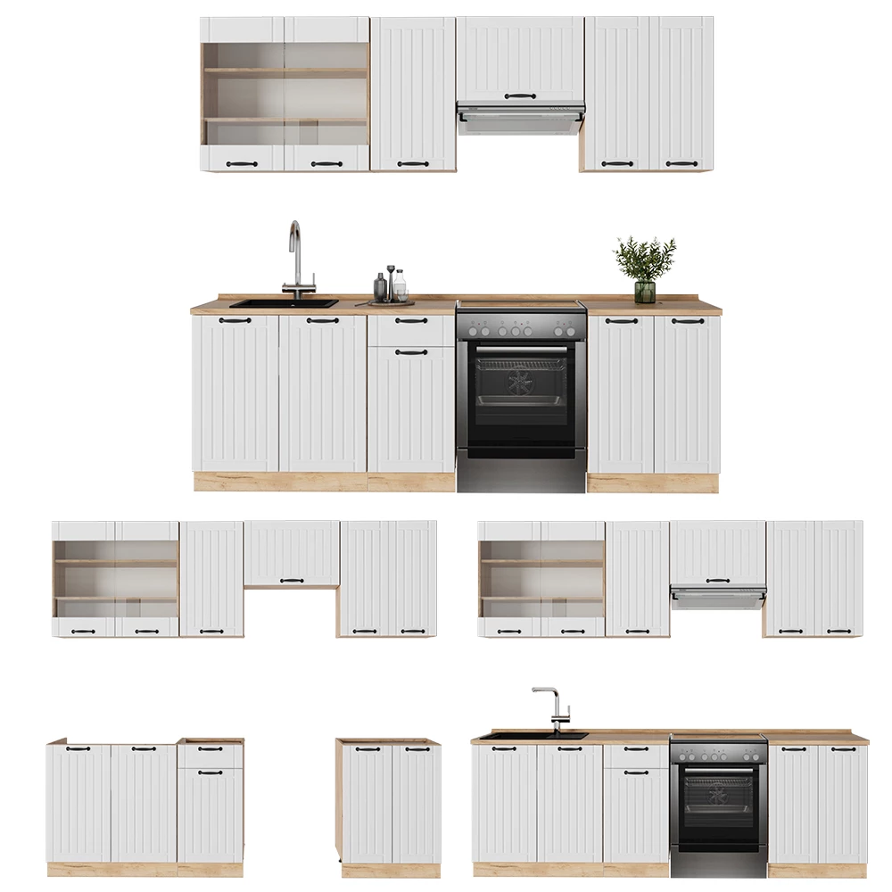 Cucina componibile in Bianco casa di campagna on white background with decorative elements