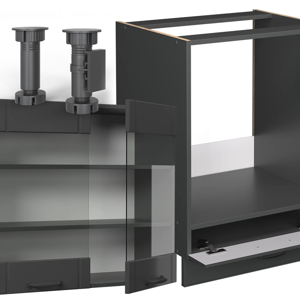 Close-up of Cucina angolare completa in Grigio scuro, showing texture/details