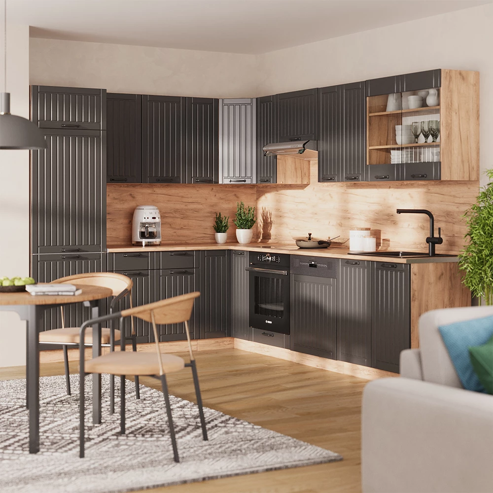 Rohová kuchyňa in Tmavo-sivá on white background