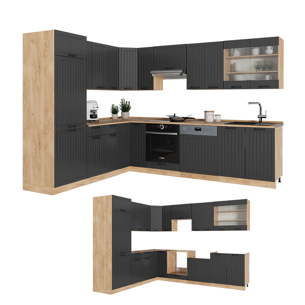 Vicco cuisine en angle R-Line, Chêne doré/anthracite, 227 x 287 cm , PT