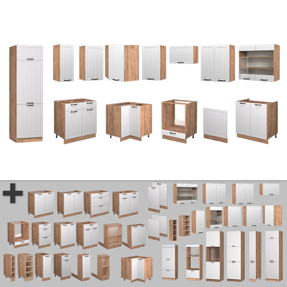 Close-up of Cucina angolare completa in Bianco casa di campagna, showing design and surface details