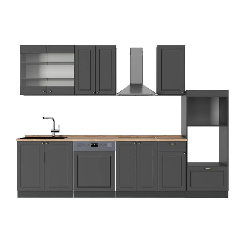 Cucina componibile in Landhaus antrazit-oro on white background