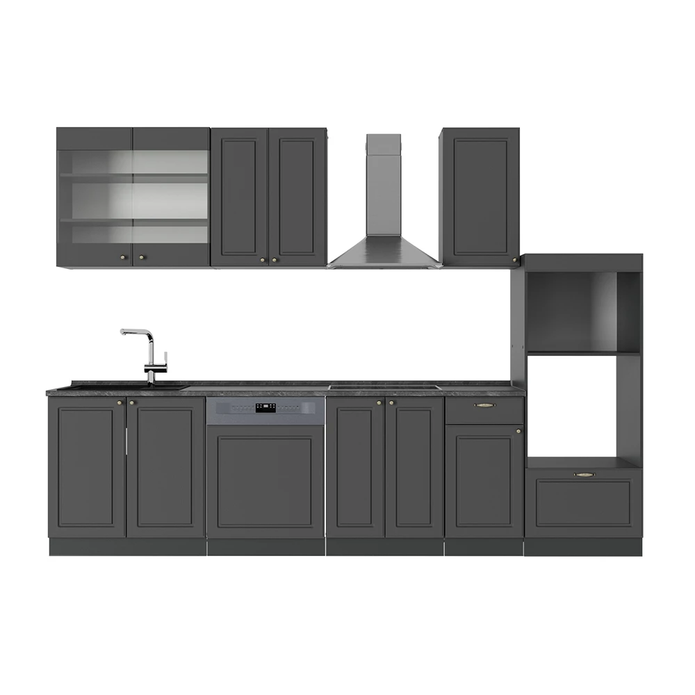 Cucina componibile in Landhaus antrazit-oro on white background
