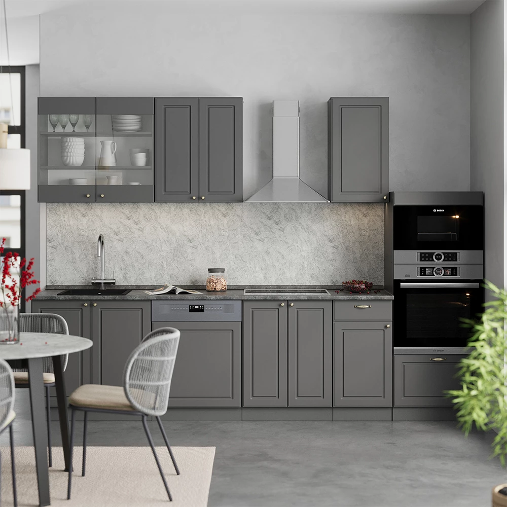 Vicco Cuisine Fame-Line, GrisBeige/Blanc, 300cm sans PT