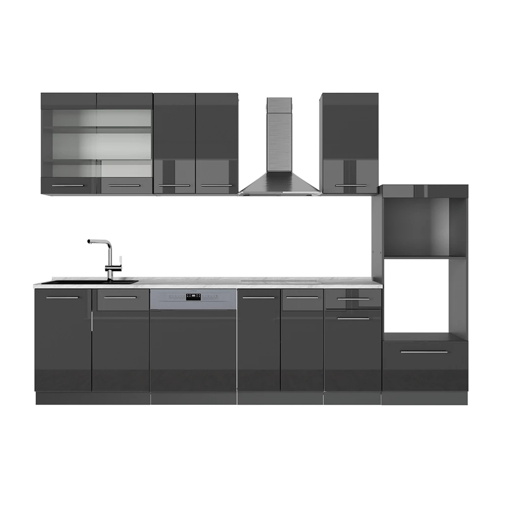 Cucina componibile in Antracite lucido on white background