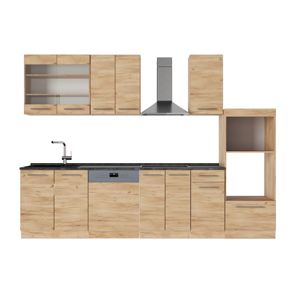 Cucina componibile in Quercia dorata on white background