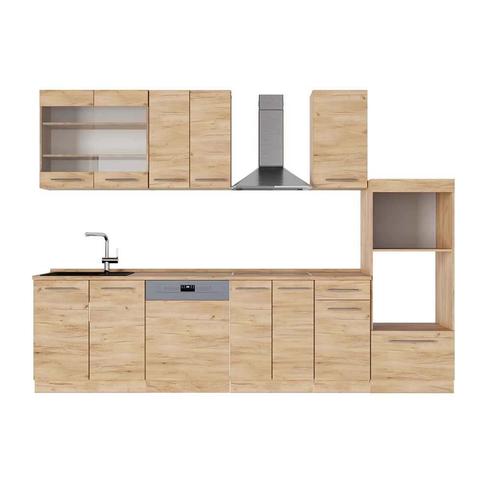 Cucina componibile in Quercia dorata on white background