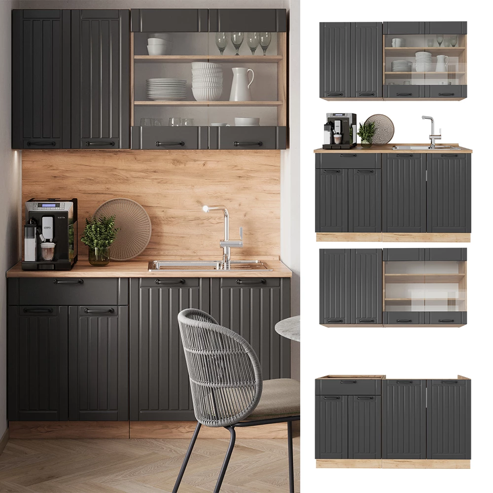 Cuisine Fame-Line Gris foncé 140cm , PT Anthracite Vicco