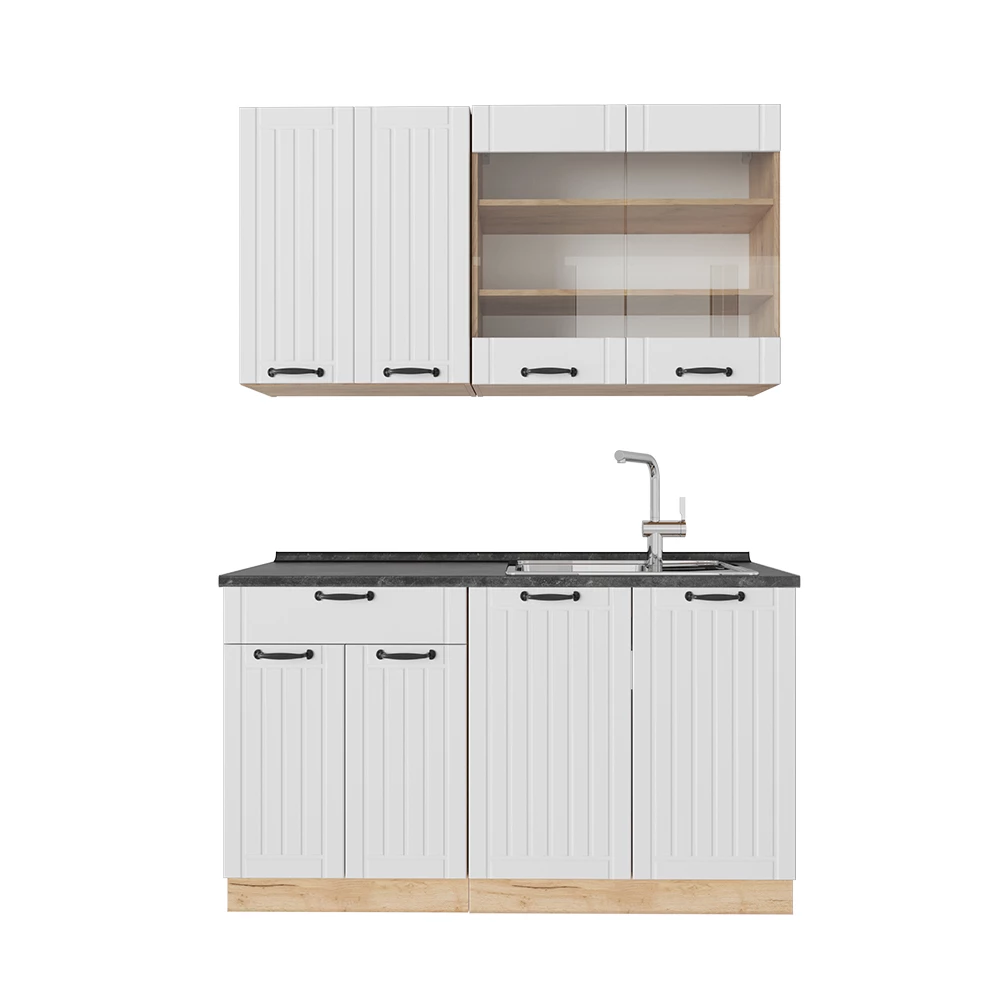 Cucina monoblocco in Bianco casa di campagna on white background