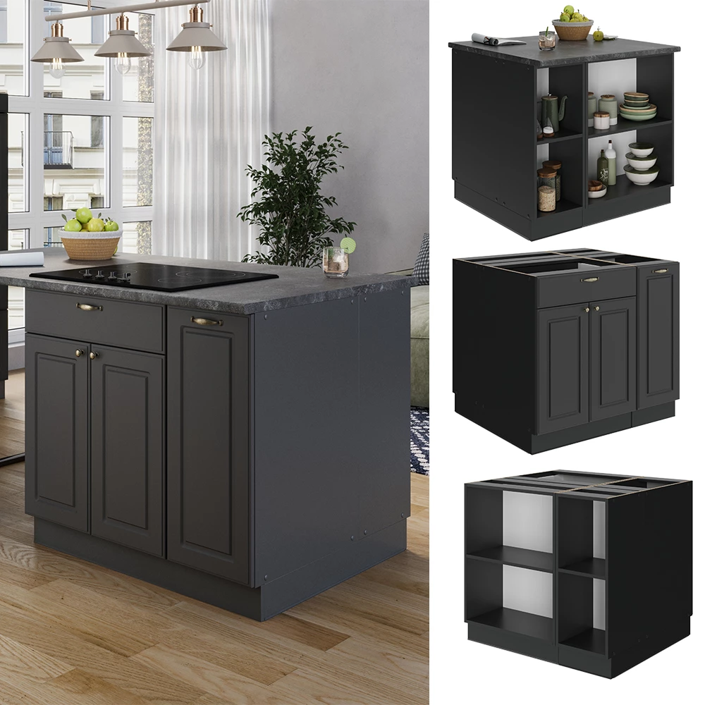 Isola cucina Fame-Line Oro-antracite country/Antracite 90 cm con cassetto Vicco