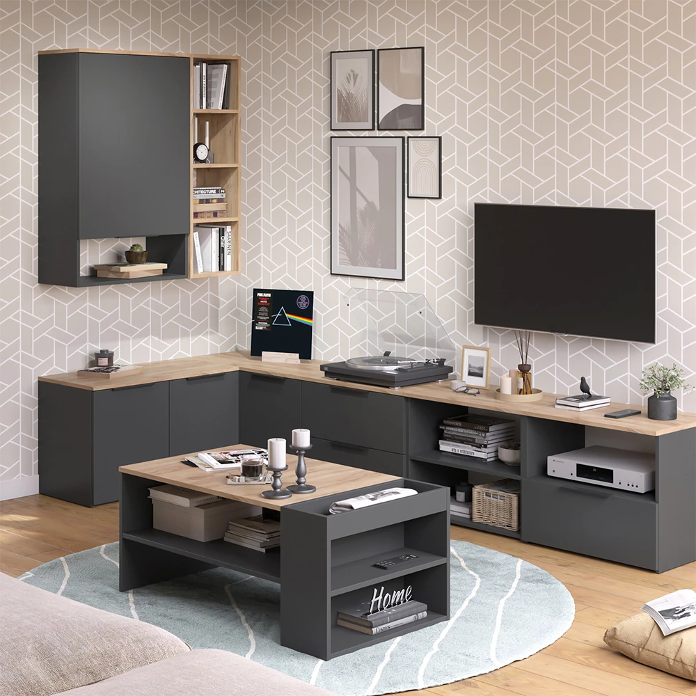 Vicco Lowboard Anthrazit/Sonoma 60 x 50 cm mit Schublade, Wido