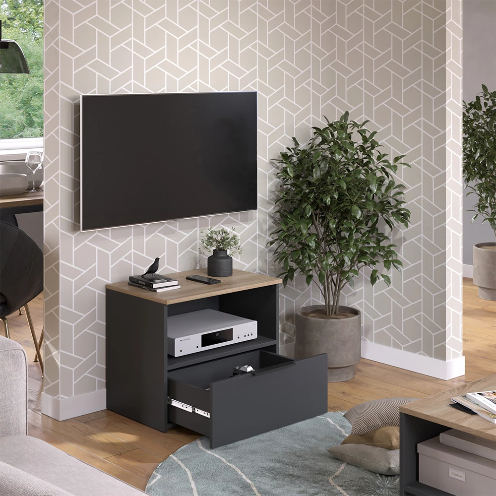 Vicco Lowboard Anthrazit/Sonoma 60 x 50 cm mit Schublade, Wido