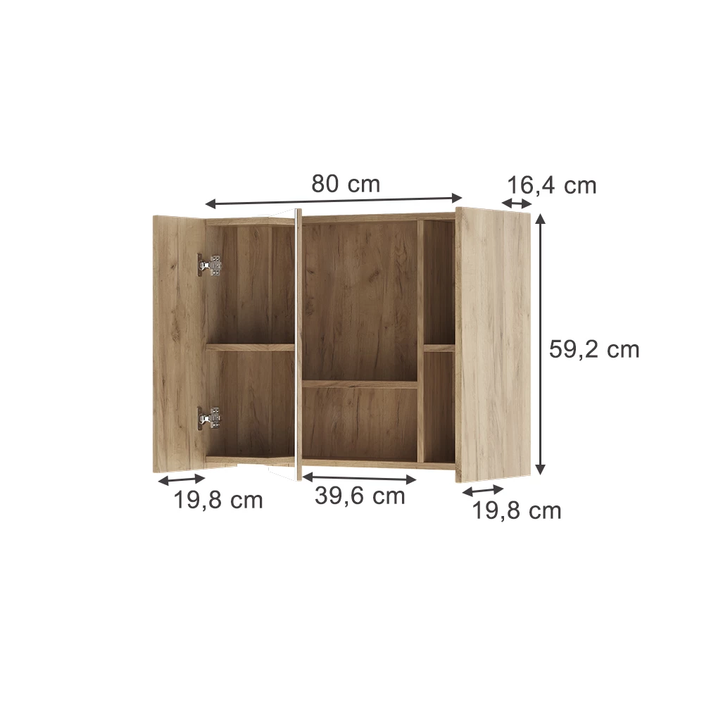 Dulap cu oglindă de baie in Stejar Goldkraft on white background