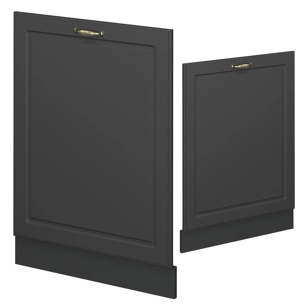 Vaatwasserfrontpaneel in Anthrazit-Gold Landhaus on white background with decorative elements