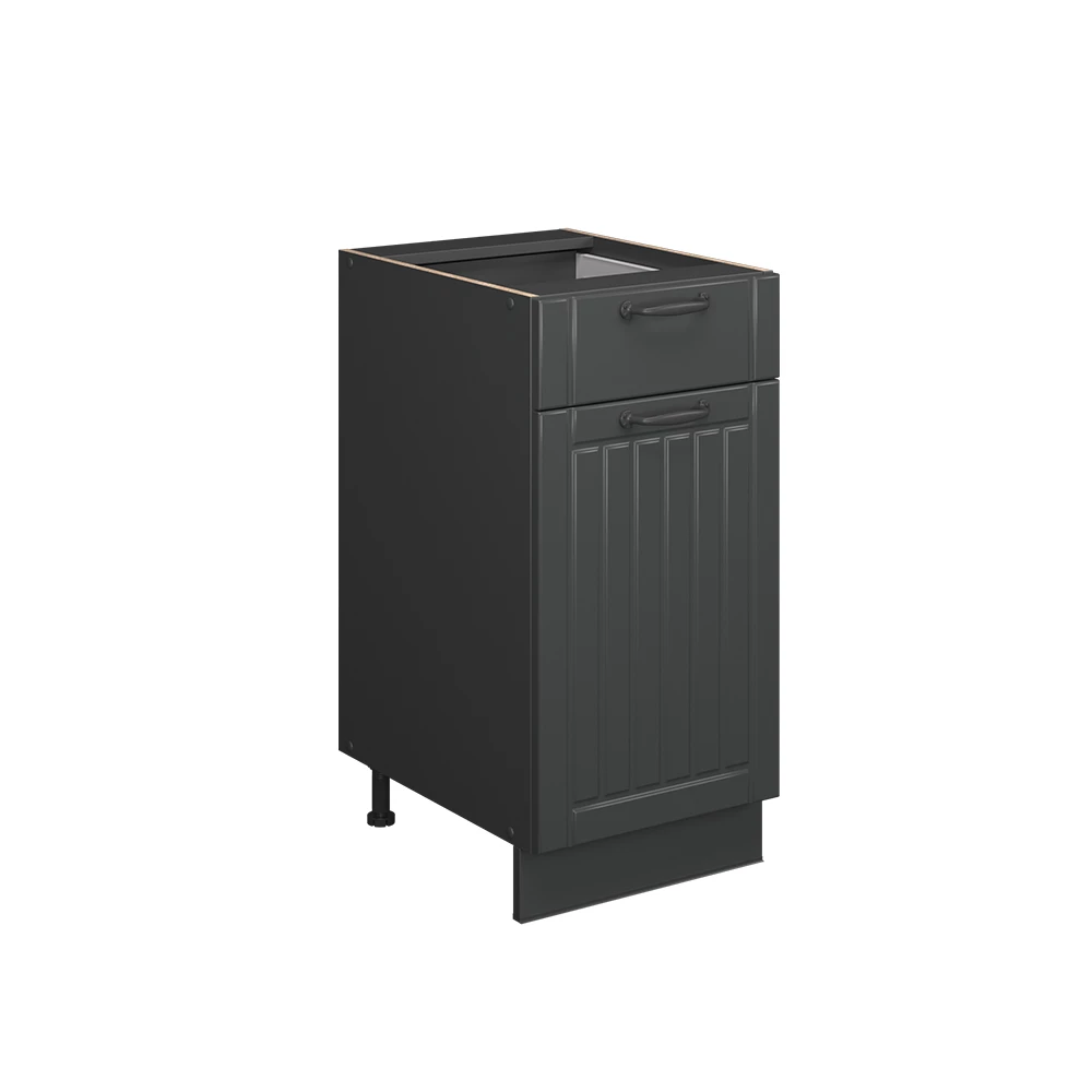 Meuble cuisine en Gris foncé sur fond blanc