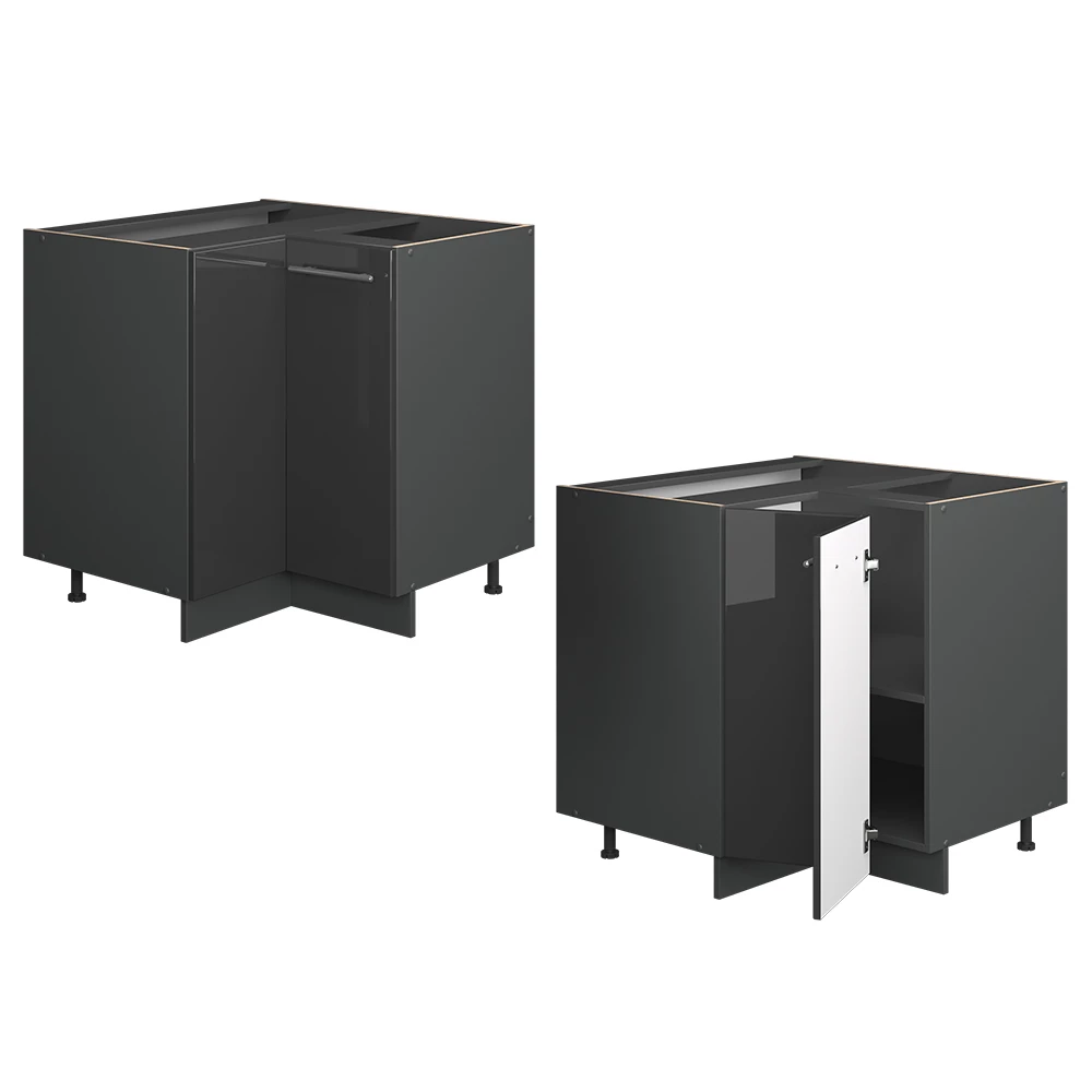 Hoekkast Fame-Line Antraciet Hoogglans 80.5 cm zonder werkblad Vicco
