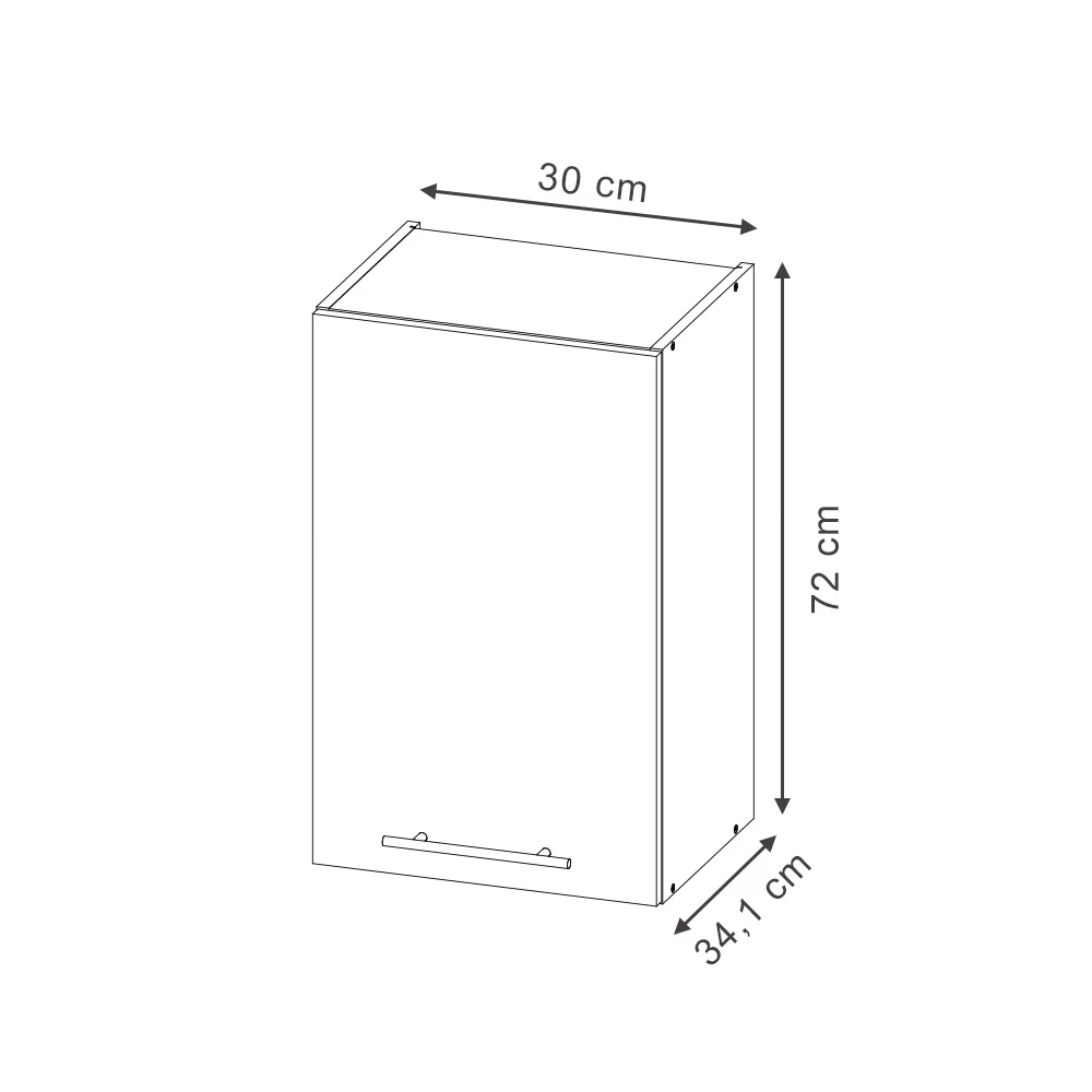 Hangkast in Anthrazit-Gold Landhaus on white background with visible dimensions