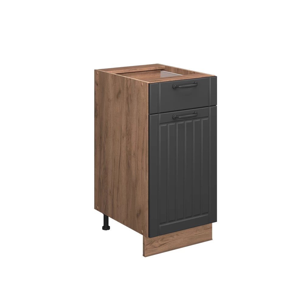 Meuble cuisine en Gris foncé sur fond blanc