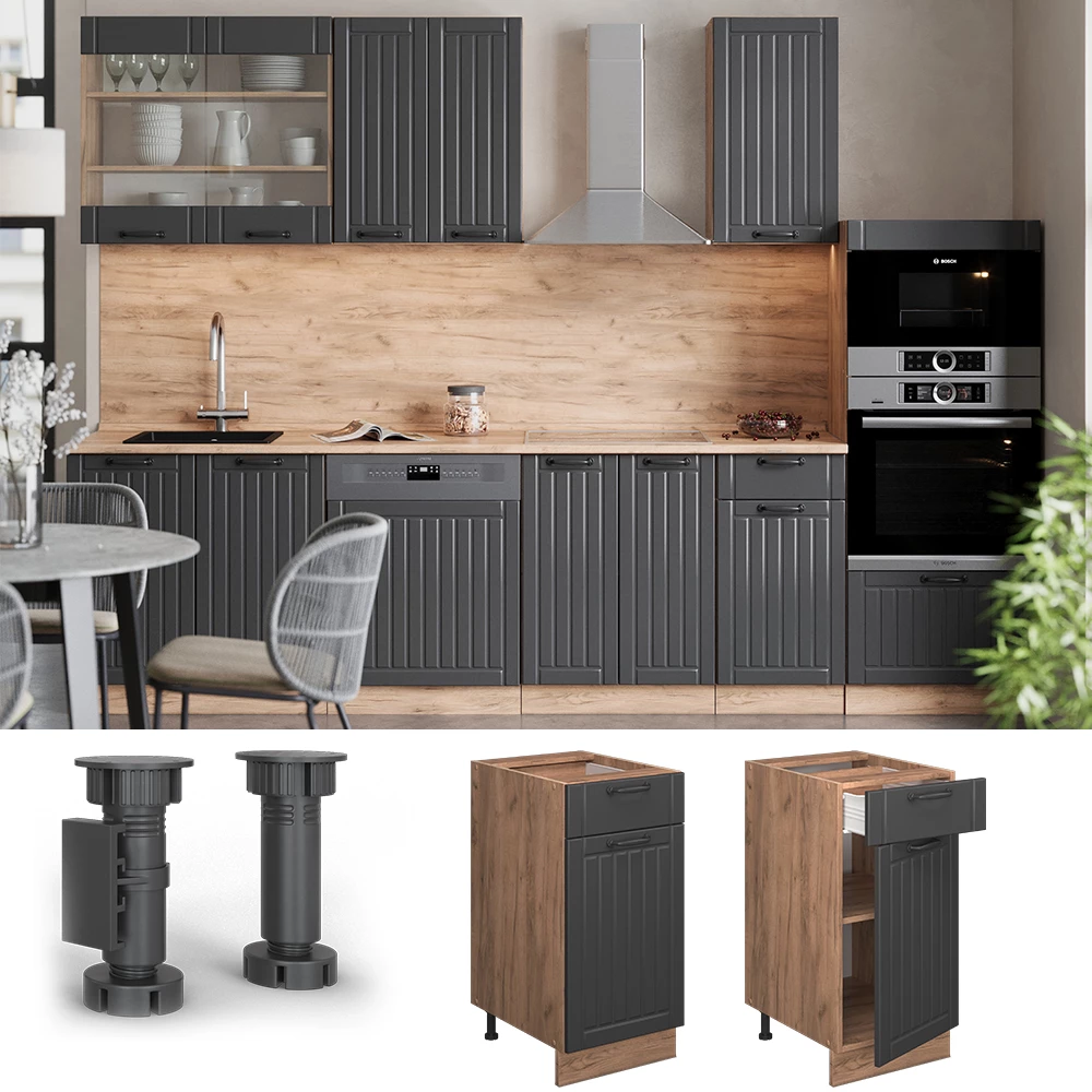 Dulap de bază de bucătărie in Gri închis on white background