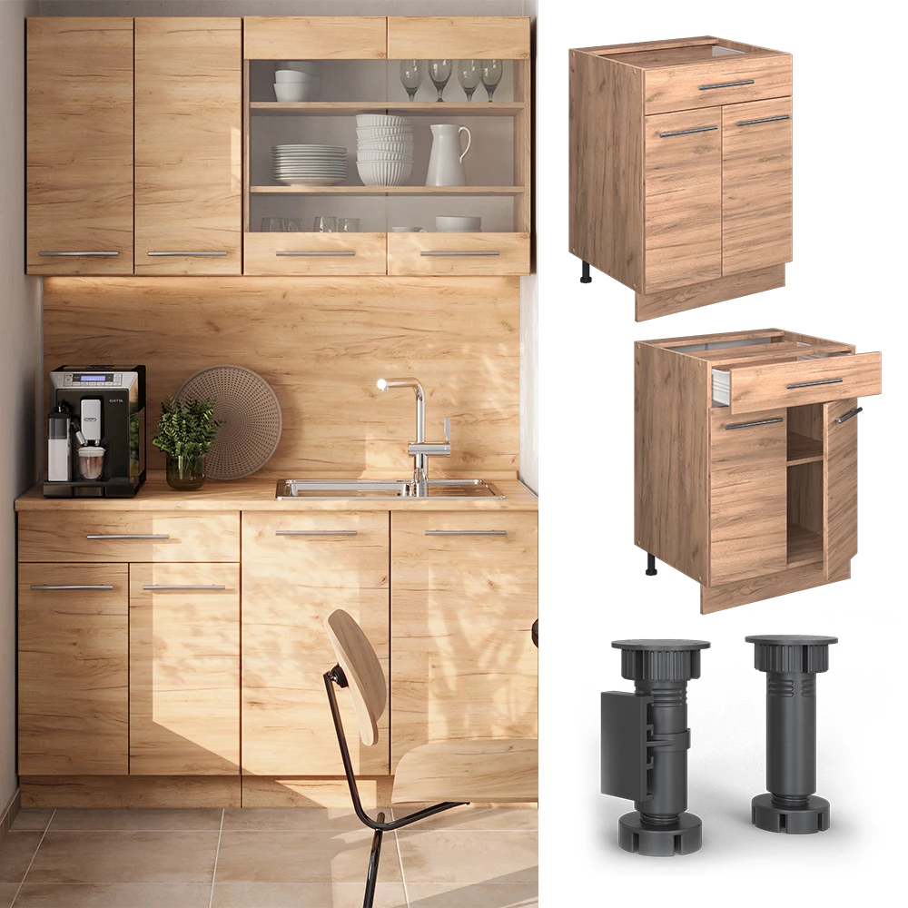 Keittiön alakaappi in Goldkraft tammi on white background