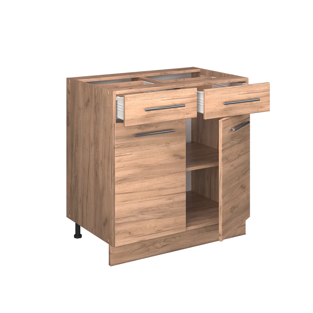 Mobiletto base per cucina in Quercia dorata on white background with decorative elements