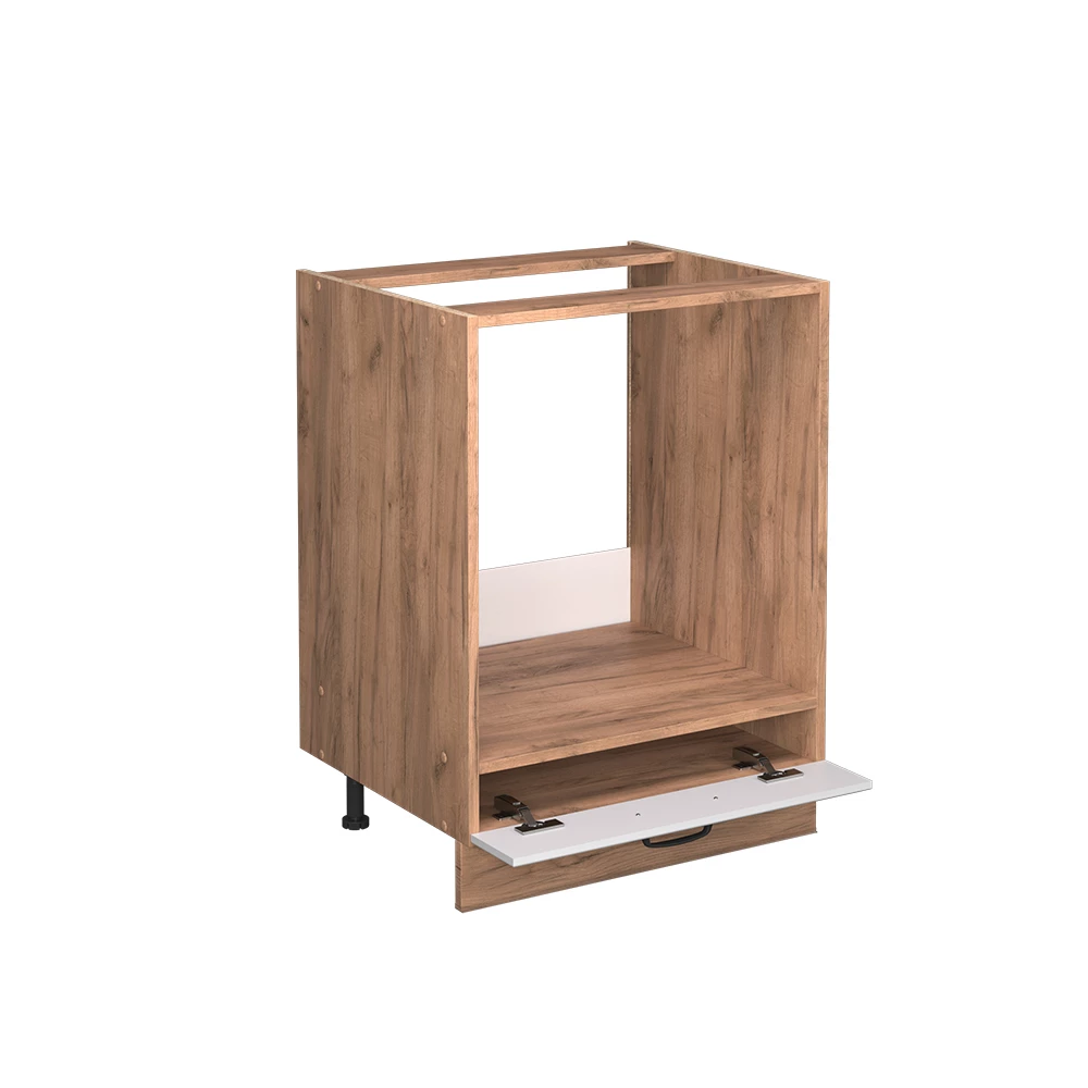 Meuble pour four en Blanc campagne sur fond blanc avec des éléments décoratifs