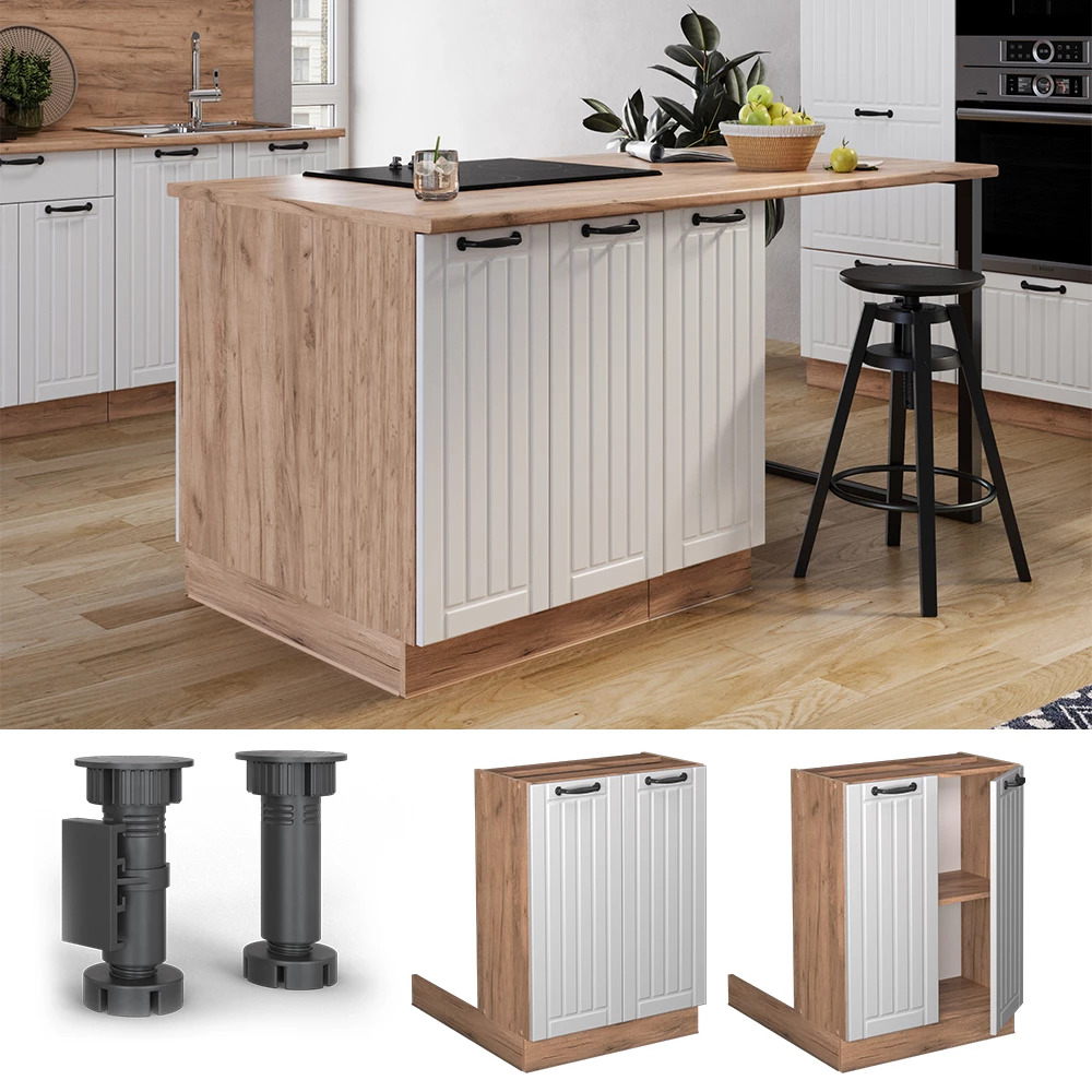 Wyspa kuchenna w kolorze Biały domek wiejski na białym tle