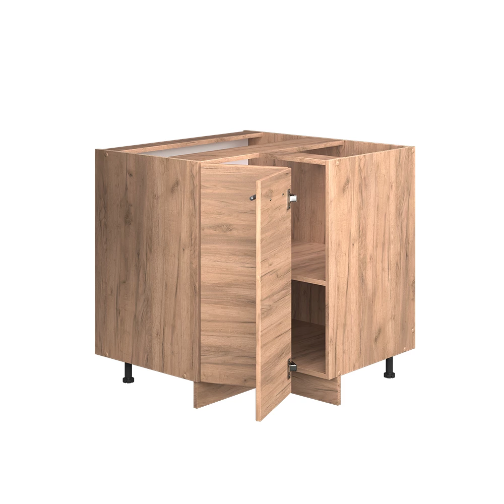 Hoekkast in Krachtige eik goud on white background with decorative elements