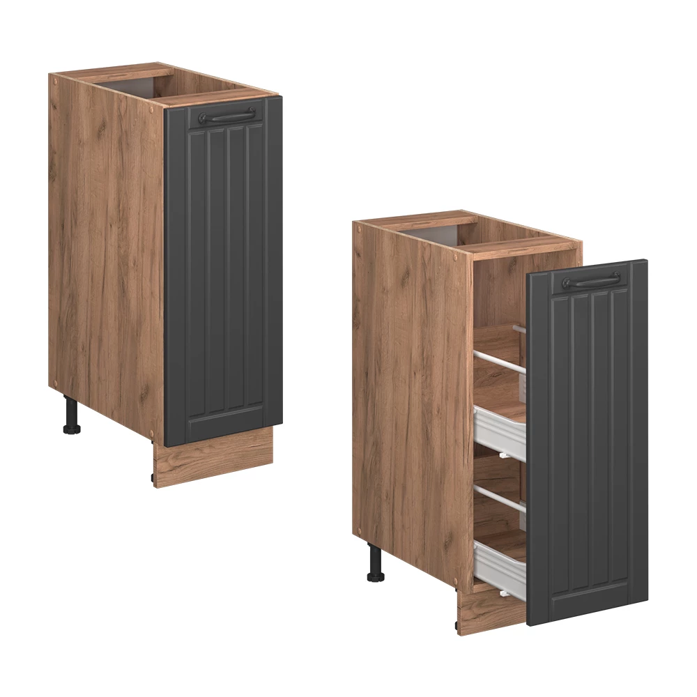 Armadio cucina dispensa alto Fame-Line Grigio scuro/Rovere dorato 30 cm senza piano di lavoro Vicco