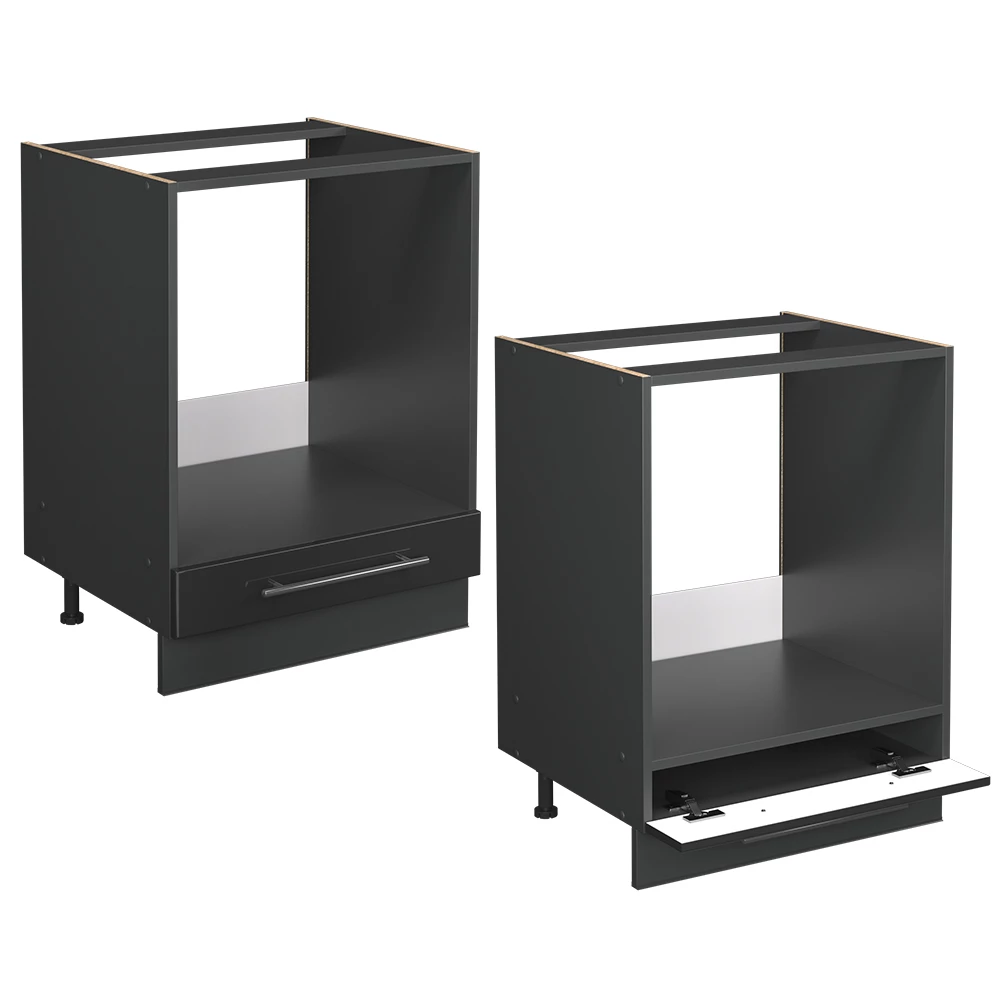 Herdumbauschrank Fame-Line Anthrazit Hochglanz 60 cm , AP Eiche Vicco
