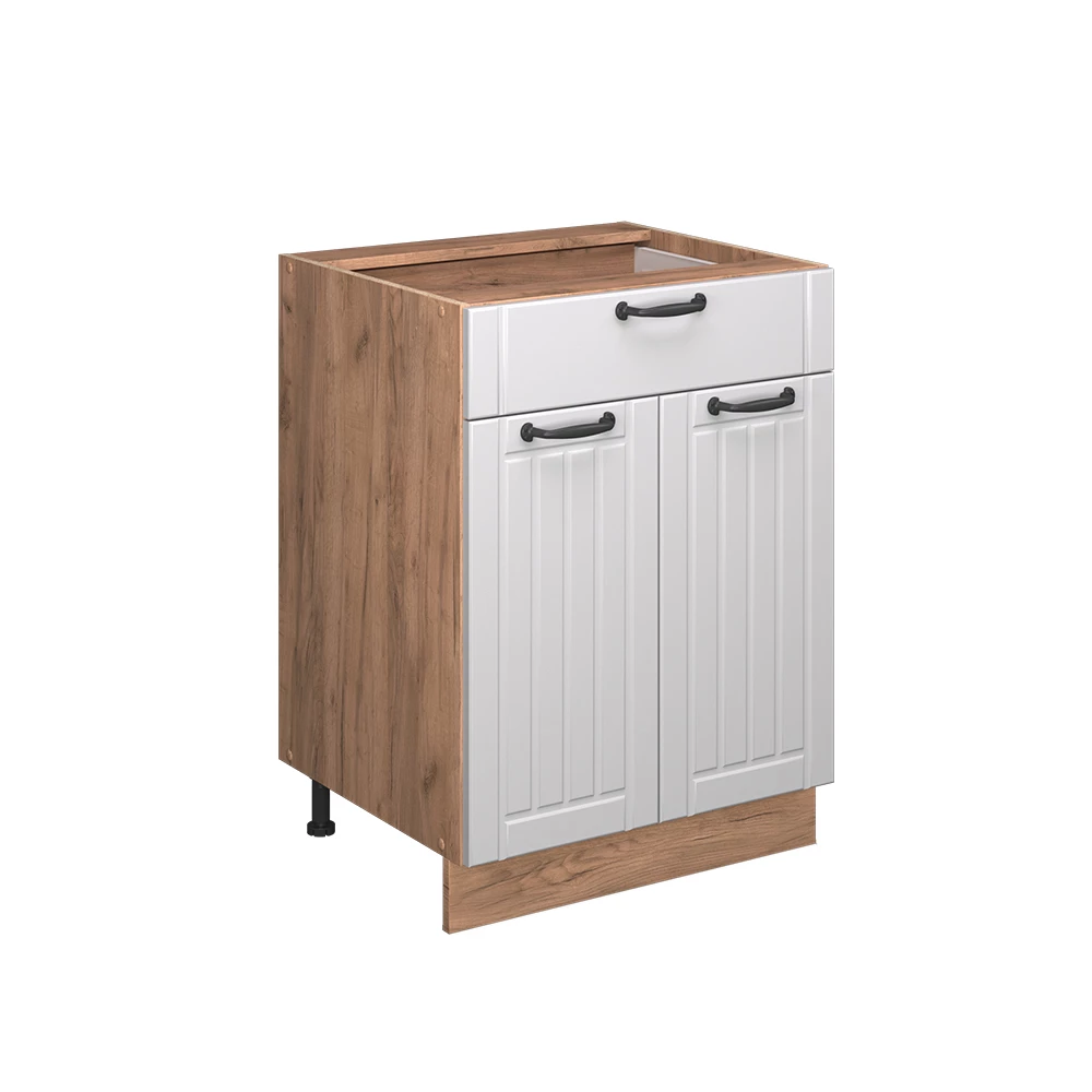 Meuble cuisine en Blanc campagne sur fond blanc