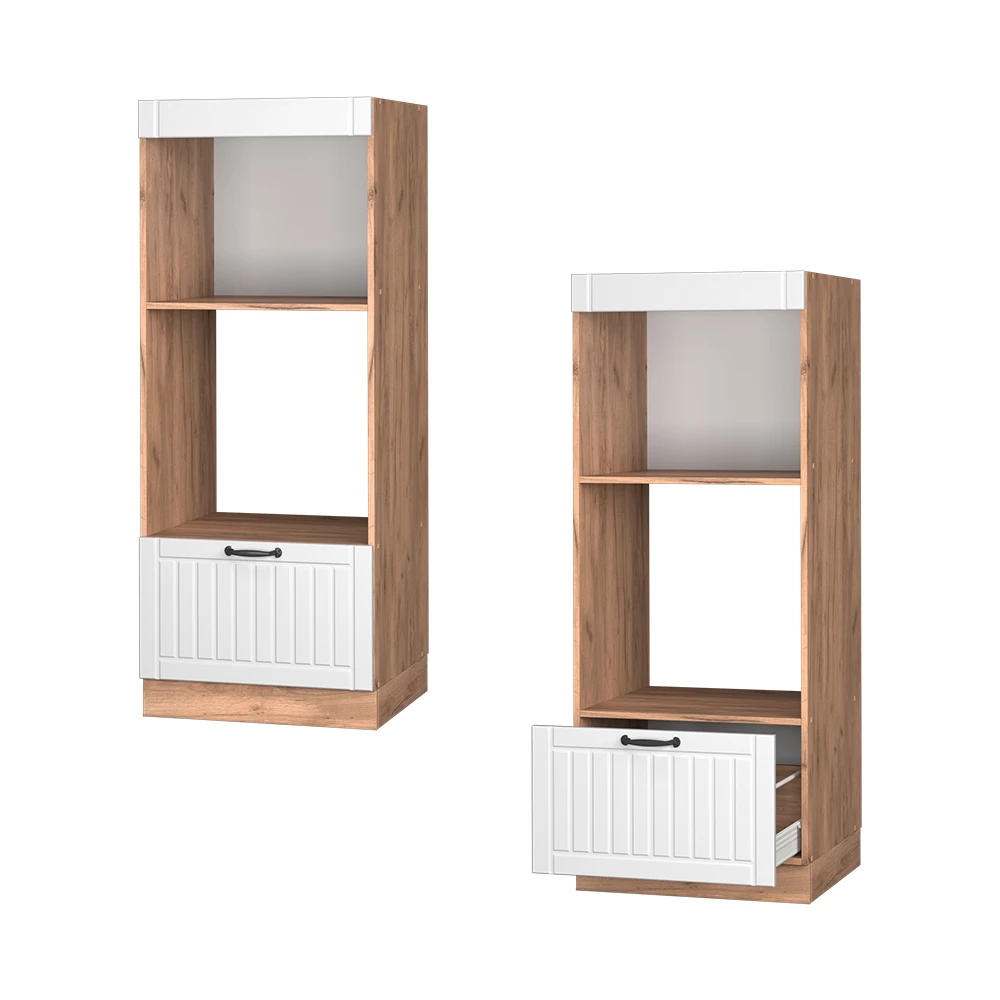 Mikrowellenschrank Fame-Line Weiß Landhaus/Goldkraft Eiche 60 cm offen Vicco