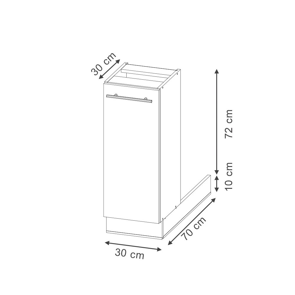 Keukeneiland in Anthrazit-Gold Landhaus on white background with visible dimensions