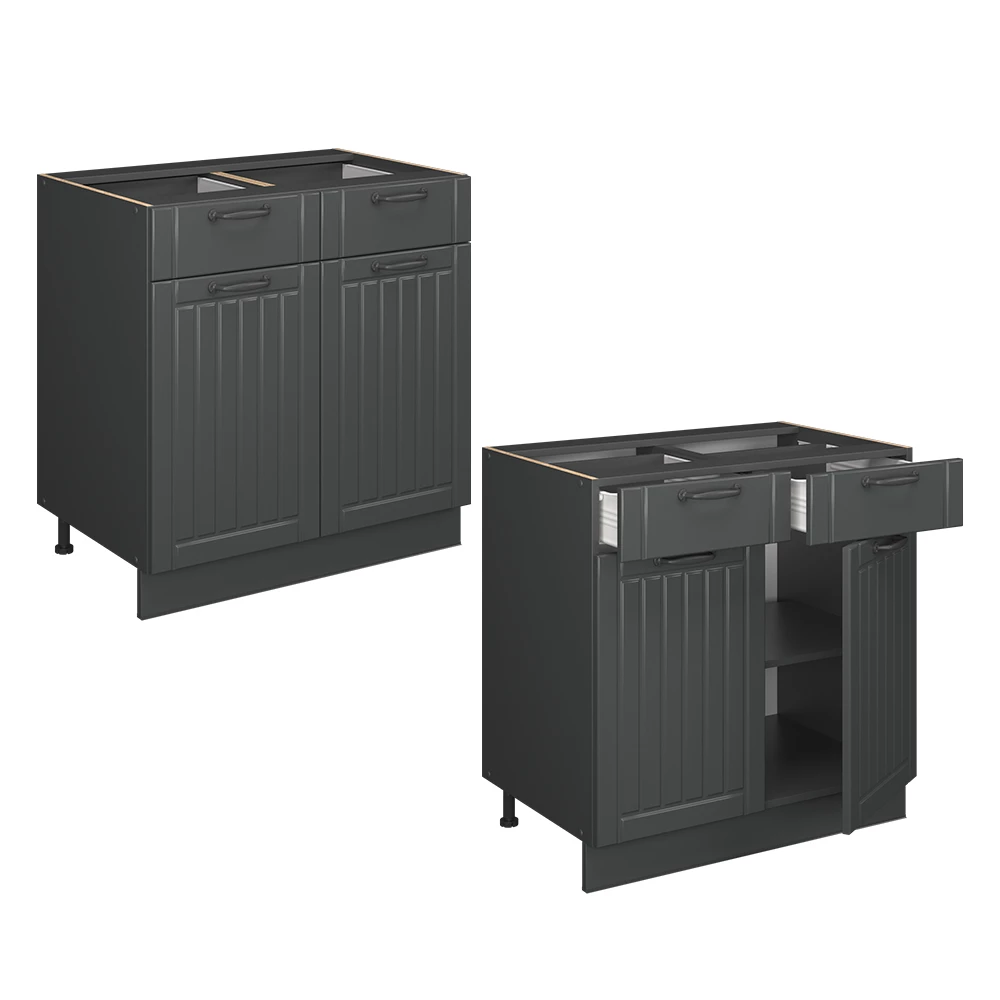 Meuble cuisine Fame-Line Gris foncé 80cm sans PT Vicco