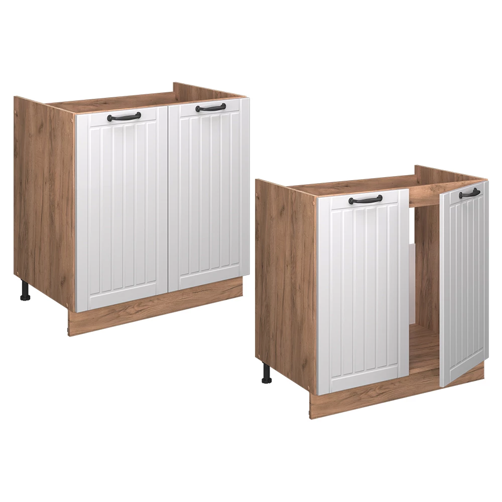 Meuble bas sous-évier Fame-Line Blanc campagne 80cm sans PT Vicco