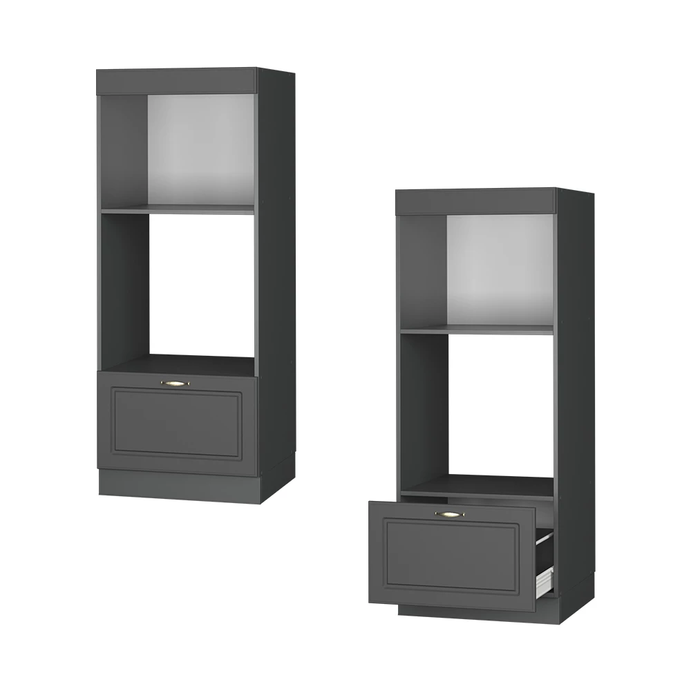 Armoire Pour Micro-ondes Fame-Line - Chêne Doré, 60x153.6x58 Cm, Modulaire, Charnières Soft-close