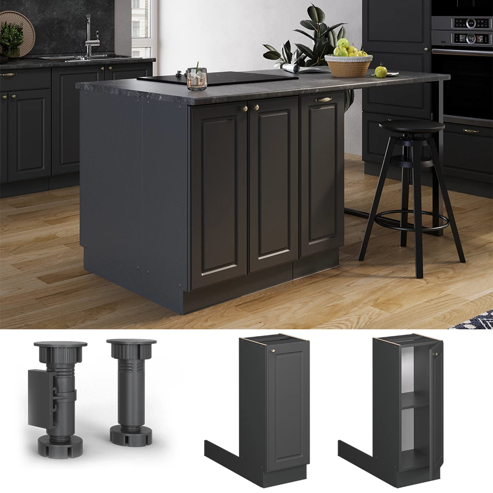 Konyhasziget Anthrazit-arany Landhaus színben fehér háttéren