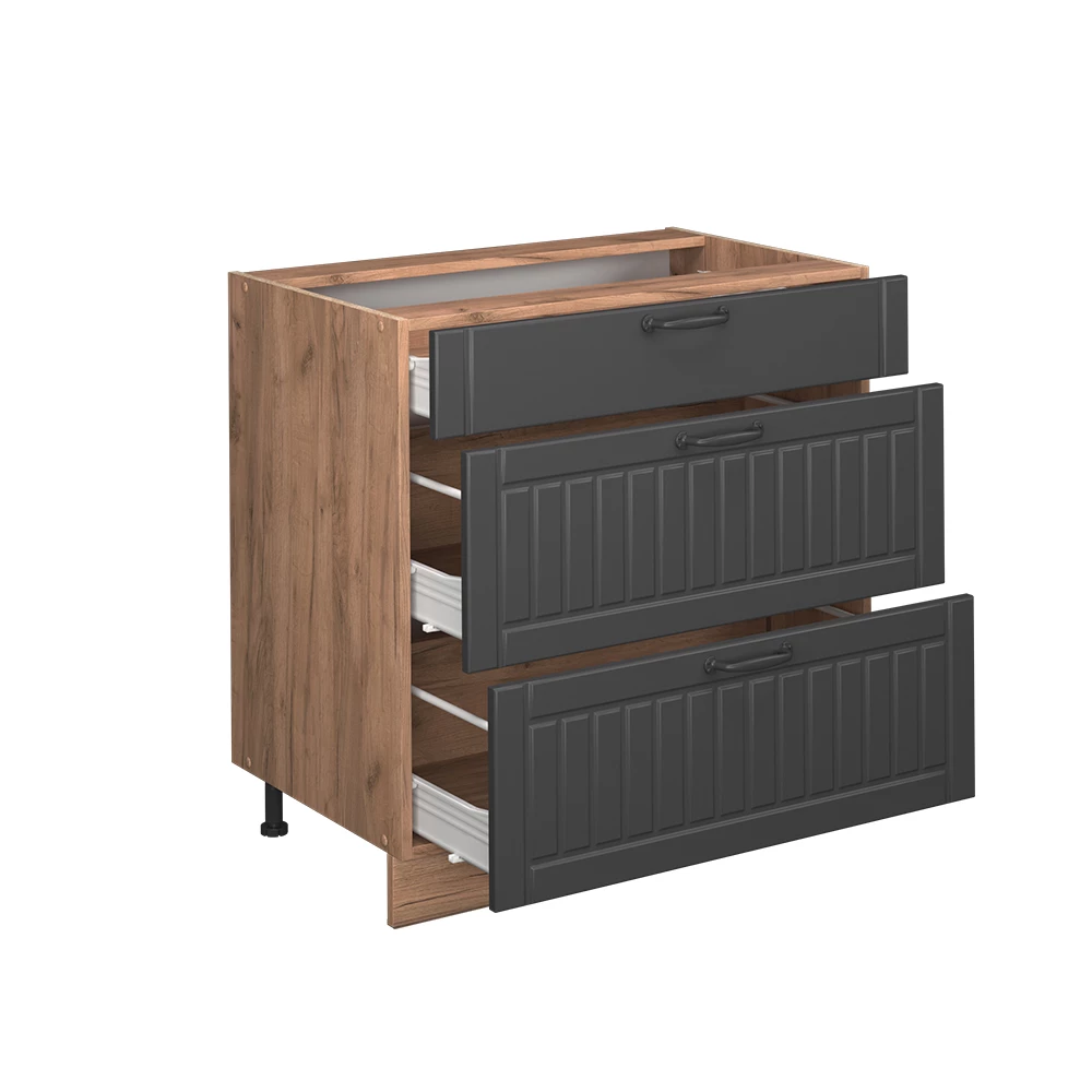 Mobiletto base per cucina in Grigio scuro on white background with decorative elements