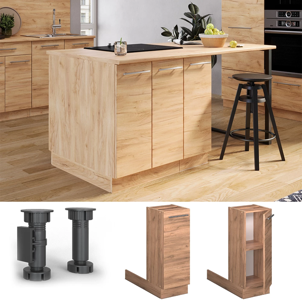 Konyhasziget Arany Power tölgy színben fehér háttéren