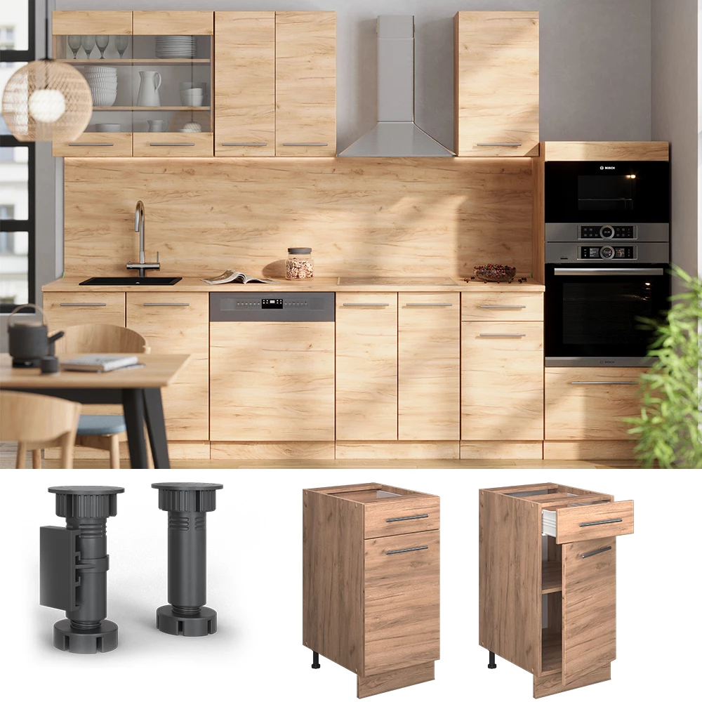 Dulap de bază de bucătărie in Stejar Goldkraft on white background