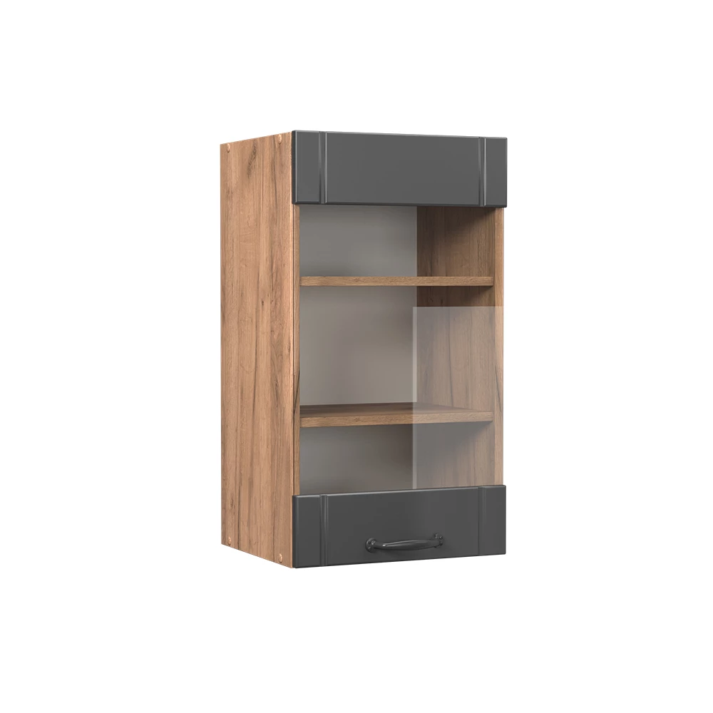 Glazen keukenkast in Donkergrijs on white background