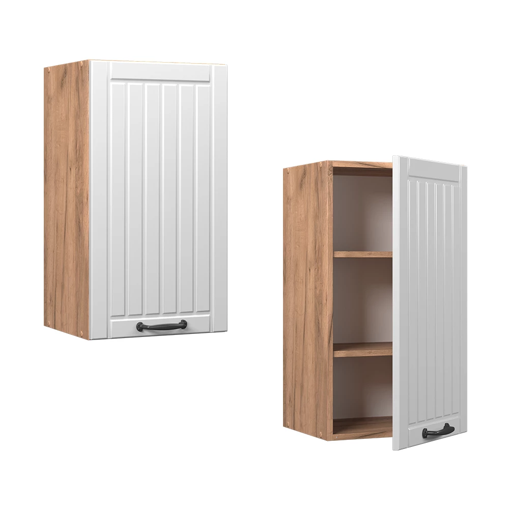 Hängeschrank Fame-Line Weiß Landhaus/Goldkraft Eiche 40 cm Vicco