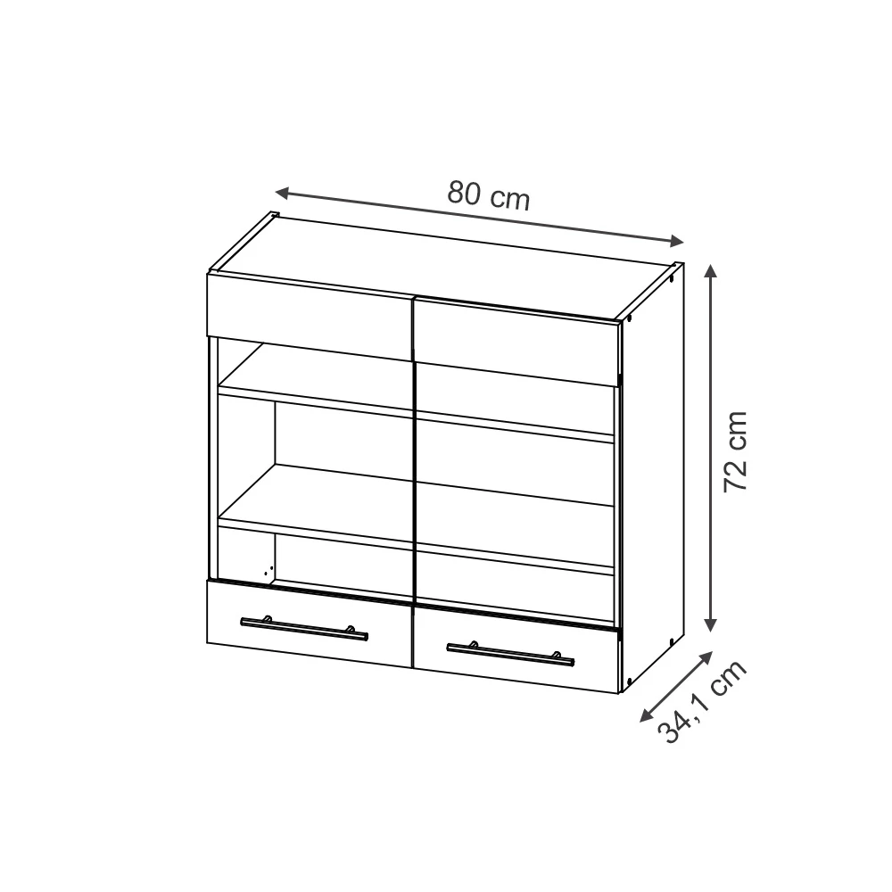 Mobile da cucina in vetro in Antracite lucido su sfondo bianco