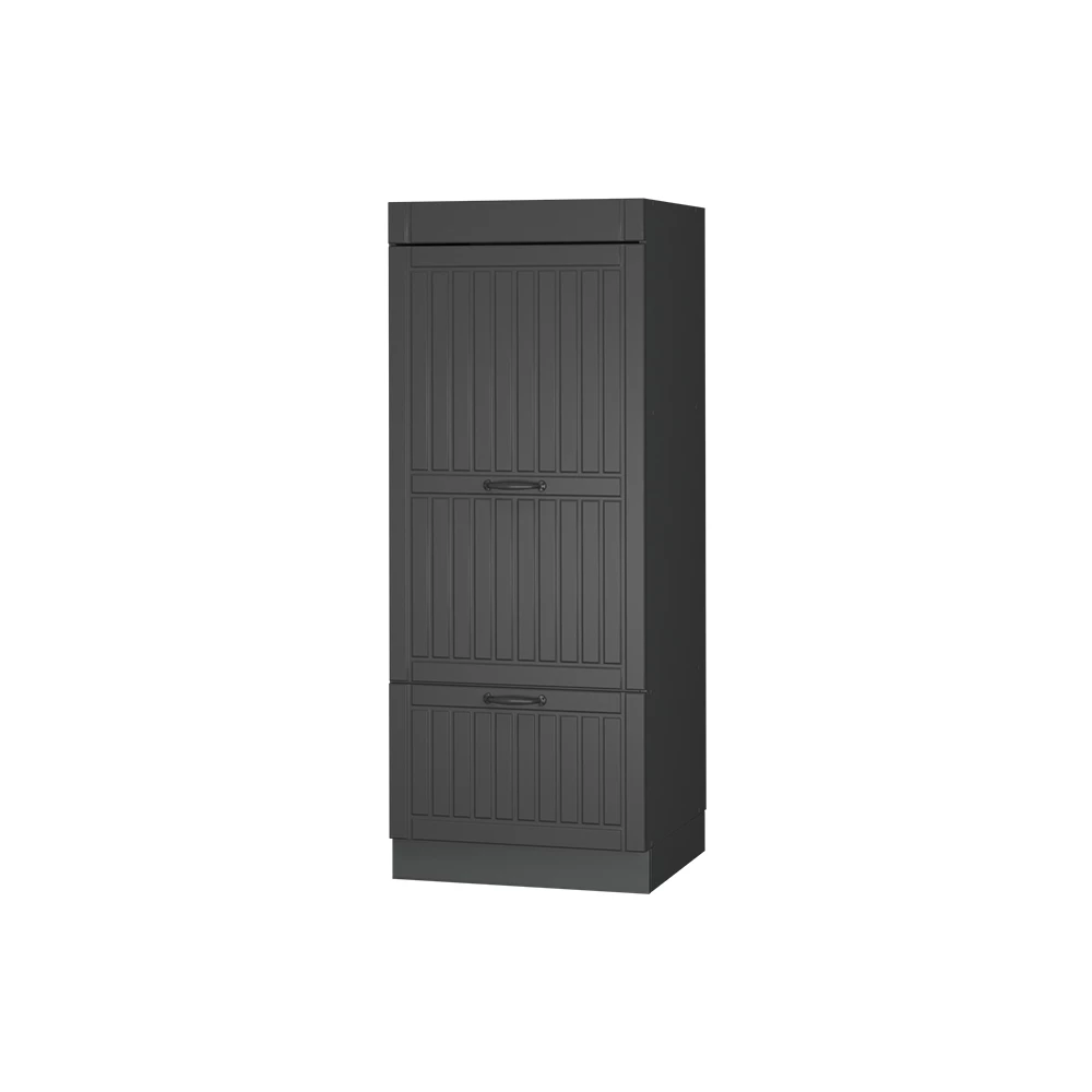 Mikrowellenschrank in Dunkelgrau auf weißem Hintergrund
