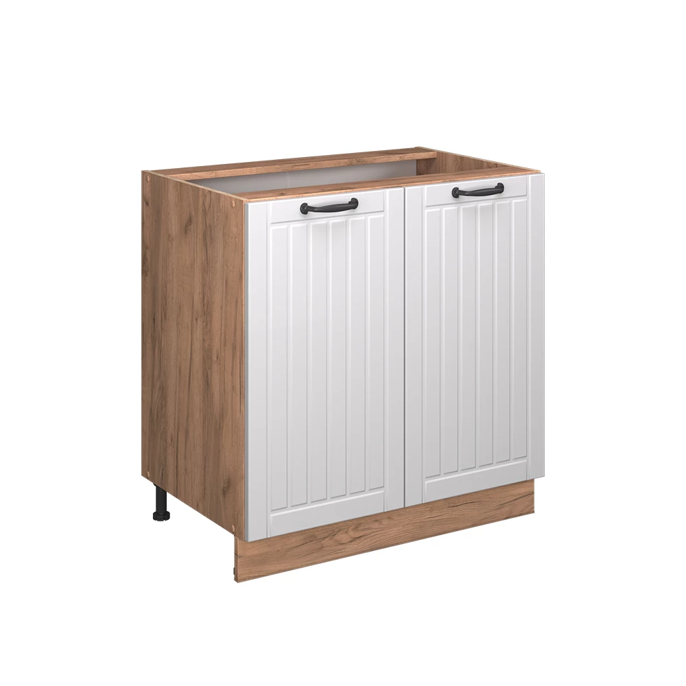 Meuble bas de cuisine en Blanc campagne sur fond blanc