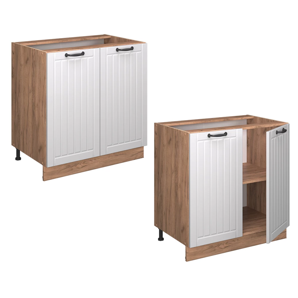 Meuble bas de cuisine Fame-Line Blanc campagne 80cm avec étagère, sans PT Vicco