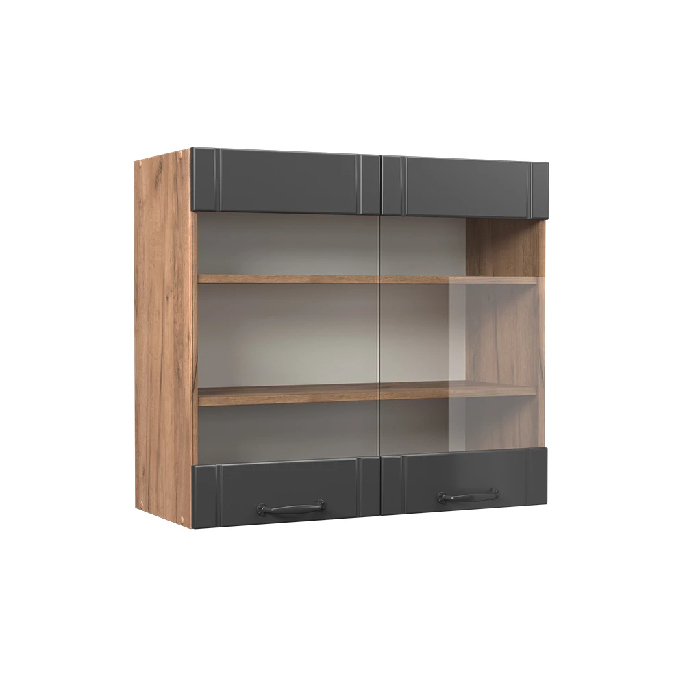 Armoire en verre en Gris foncé sur fond blanc
