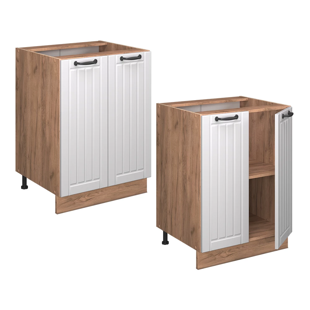 Meuble bas de cuisine Fame-Line Blanc campagne 60cm sans PT Vicco